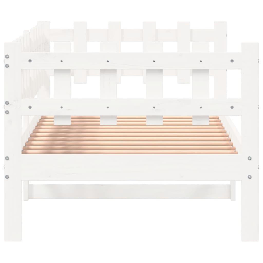 Day Bed without Mattress White 90x190 cm Single Solid Wood Pine - Bargainia.com - 