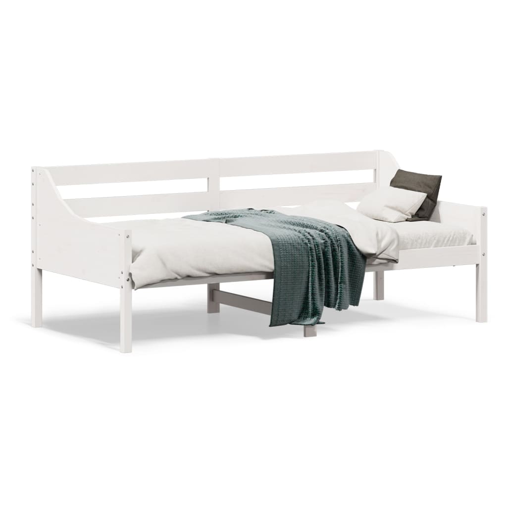 Day Bed without Mattress White 90x190 cm Single Solid Wood Pine - Bargainia.com - 
