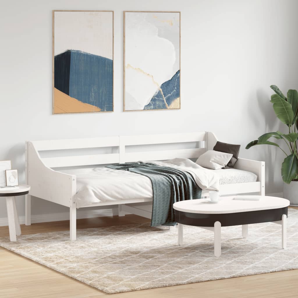 Day Bed without Mattress White 90x190 cm Single Solid Wood Pine - Bargainia.com - 