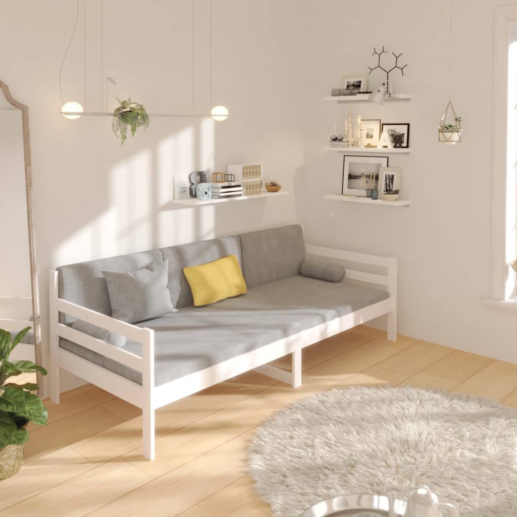 Day Bed without Mattress White 90x190cm Solid Wood Pine - Bargainia.com - 