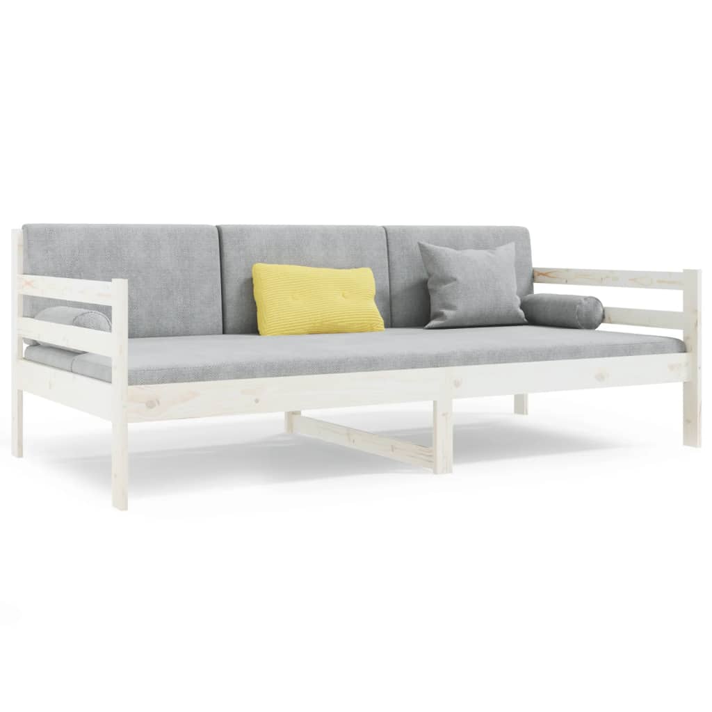 Day Bed without Mattress White 90x190cm Solid Wood Pine - Bargainia.com - 