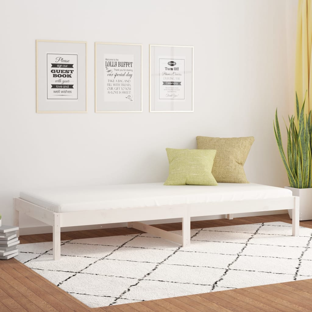Day Bed without Mattress White 90x200 cm Solid Wood Pine - Bargainia.com - 