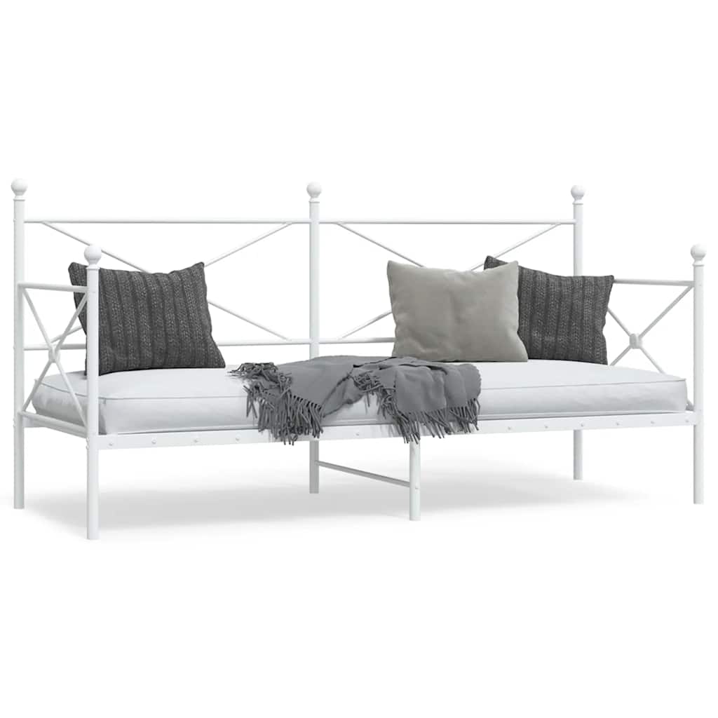 Day Bed without Mattress White 90x200 cm Steel - Bargainia.com - 