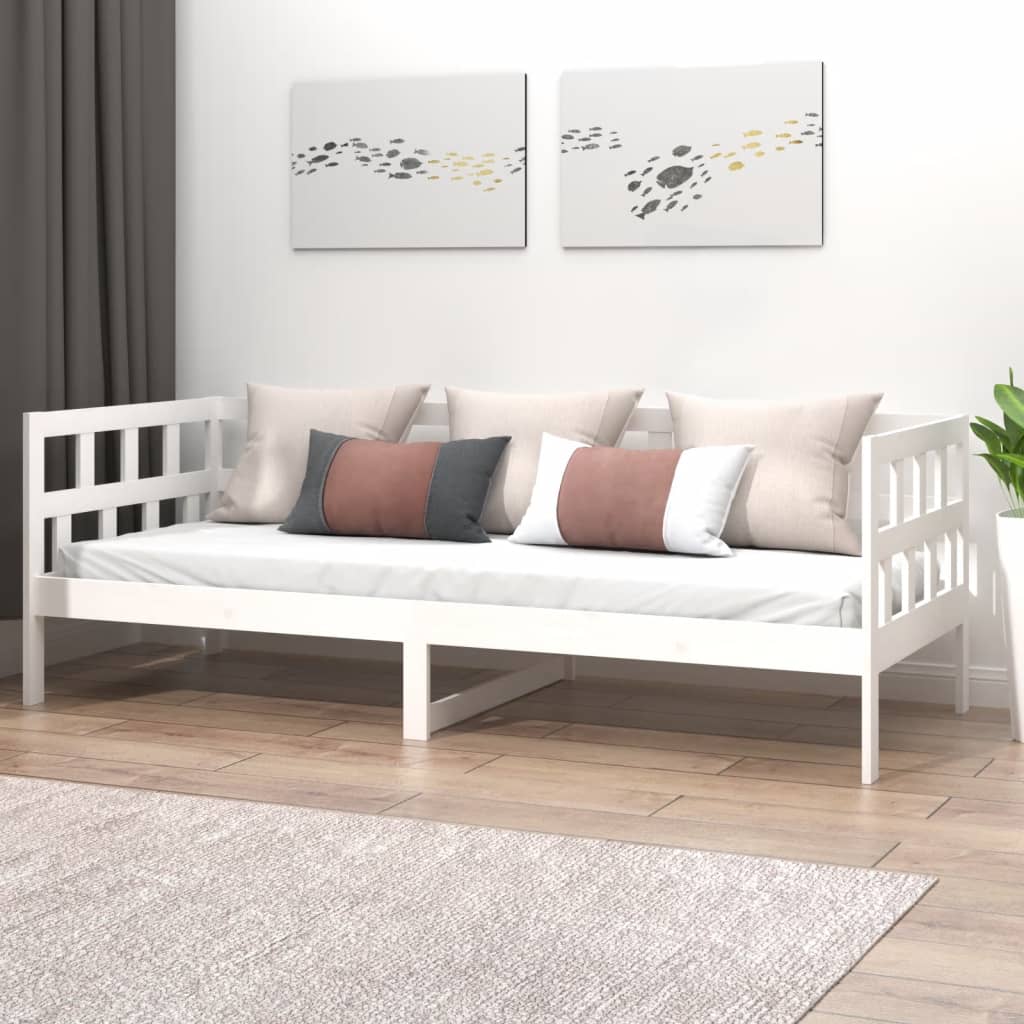 Day Bed without Mattress White Solid Wood Pine 80x200 cm - Bargainia.com - 