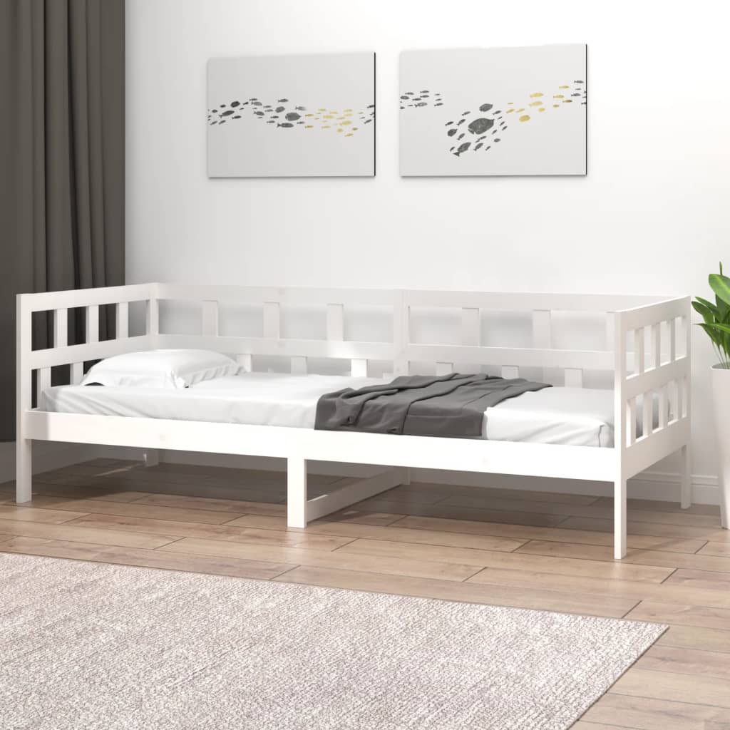 Day Bed without Mattress White Solid Wood Pine 80x200 cm - Bargainia.com - 