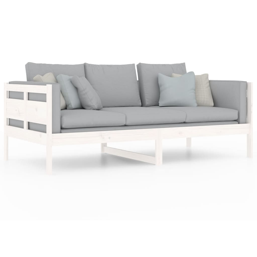 Day Bed without Mattress White Solid Wood Pine 90x190 cm Single - Bargainia.com - 
