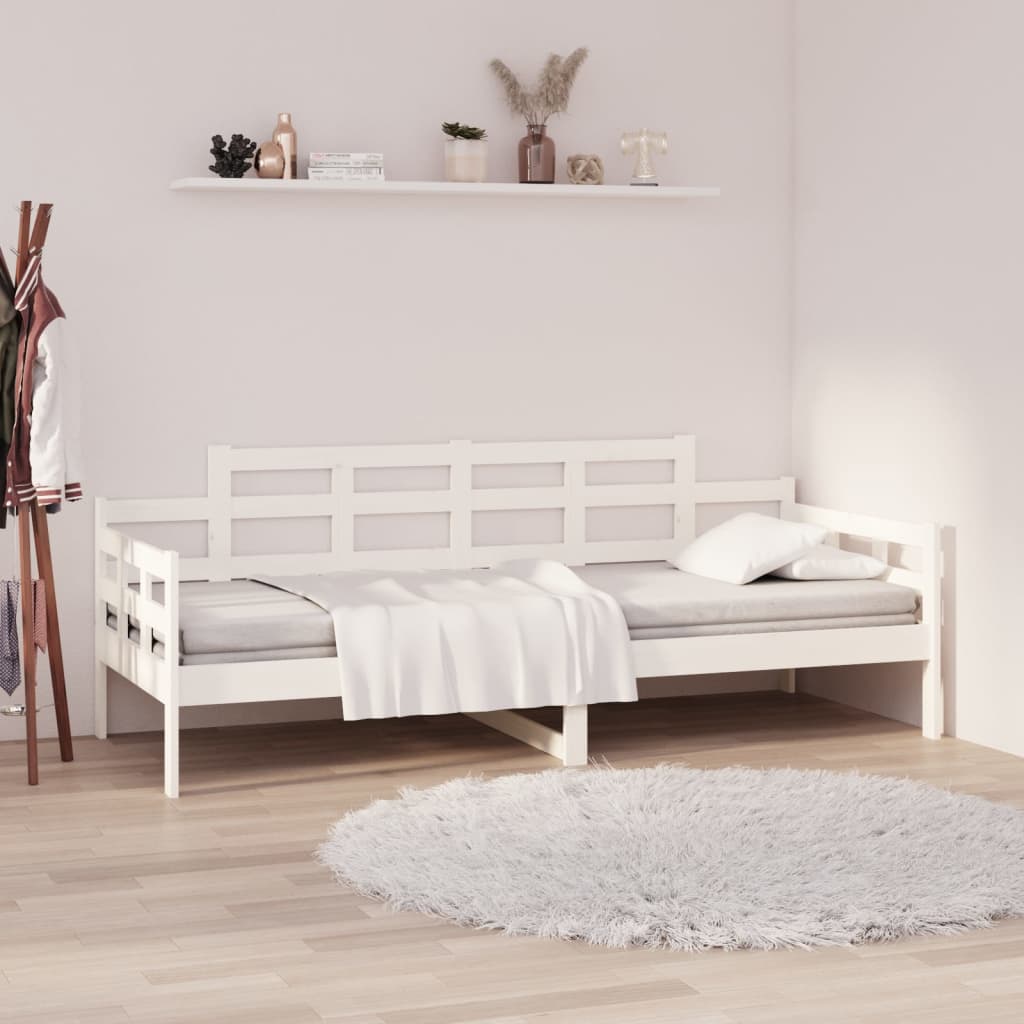 Day Bed without Mattress White Solid Wood Pine 90x190 cm Single - Bargainia.com - 