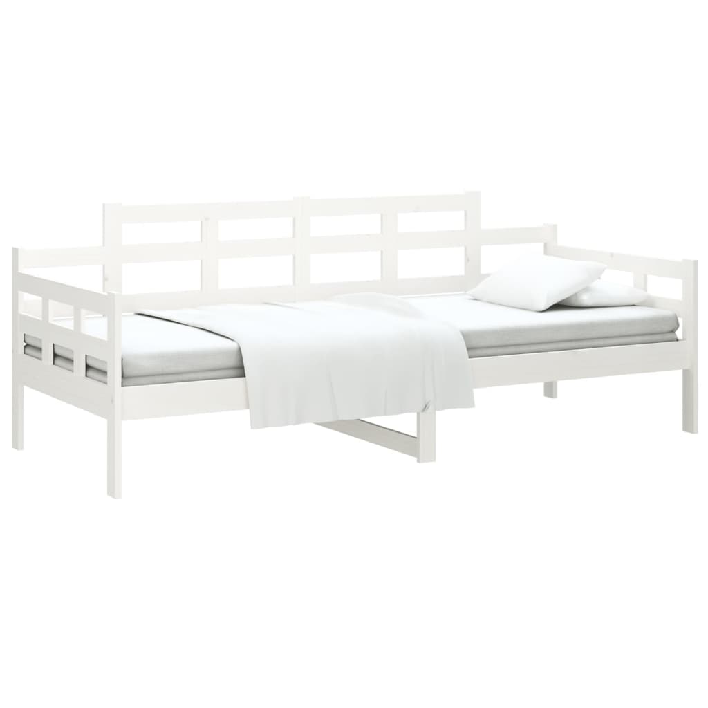 Day Bed without Mattress White Solid Wood Pine 90x190 cm Single - Bargainia.com - 