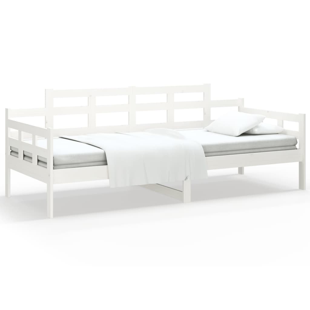 Day Bed without Mattress White Solid Wood Pine 90x190 cm Single - Bargainia.com - 