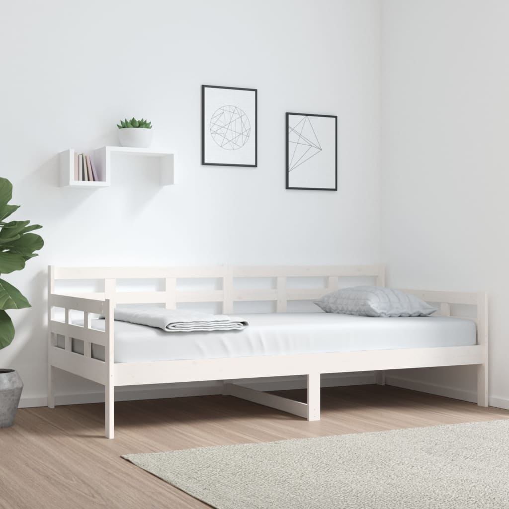 Day Bed without Mattress White Solid Wood Pine 90x190 cm Single - Bargainia.com - 