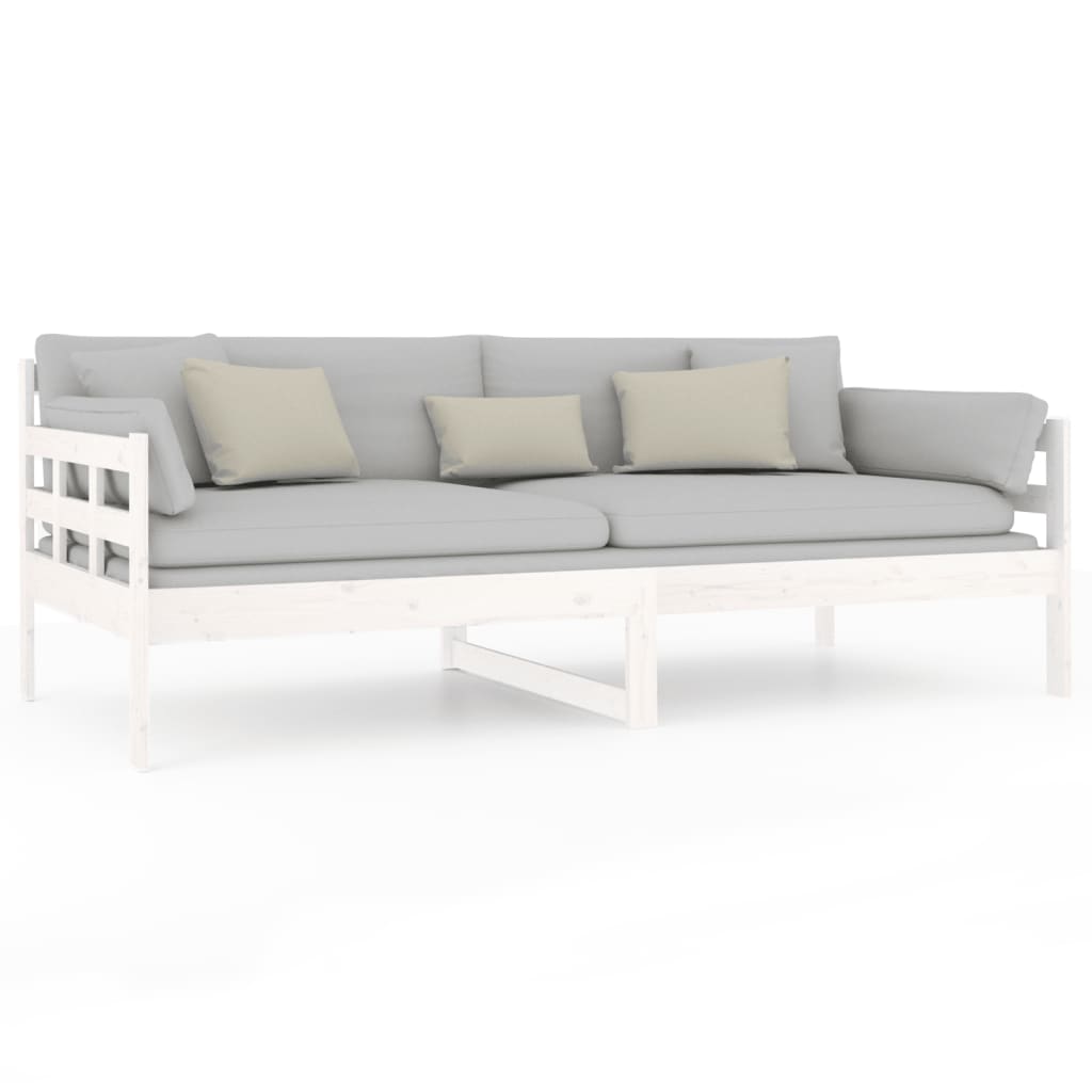 Day Bed without Mattress White Solid Wood Pine 90x190 cm Single - Bargainia.com - 