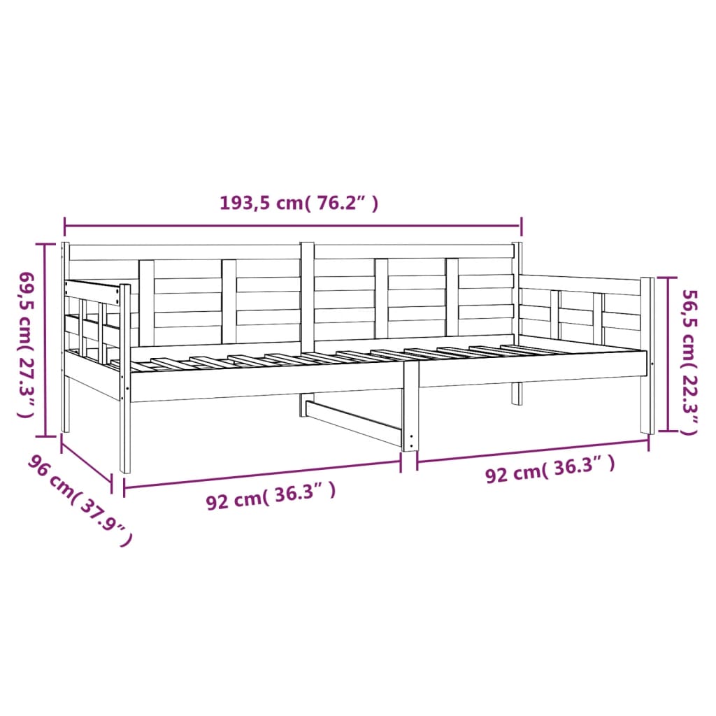 Day Bed without Mattress White Solid Wood Pine 90x190 cm Single - Bargainia.com - 