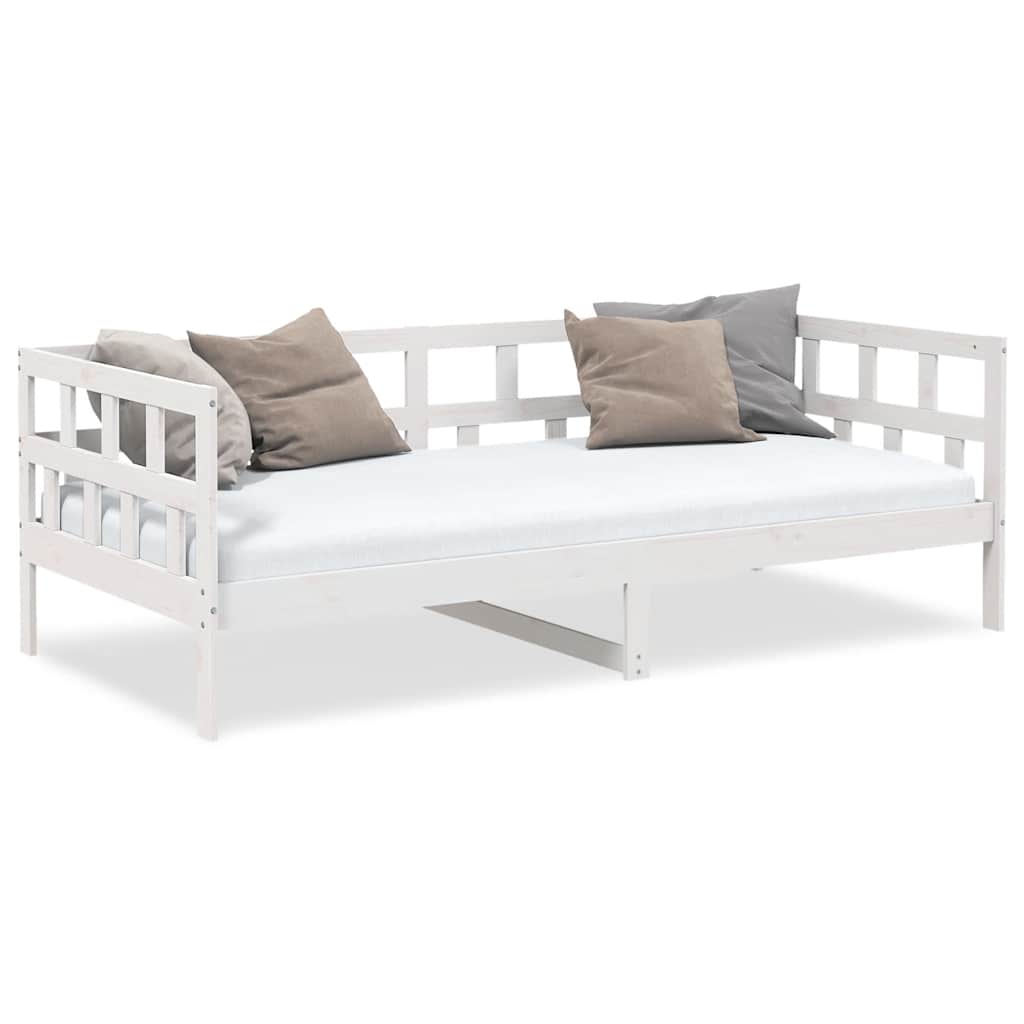 Day Bed without Mattress White Solid Wood Pine 90x200 cm - Bargainia.com - 