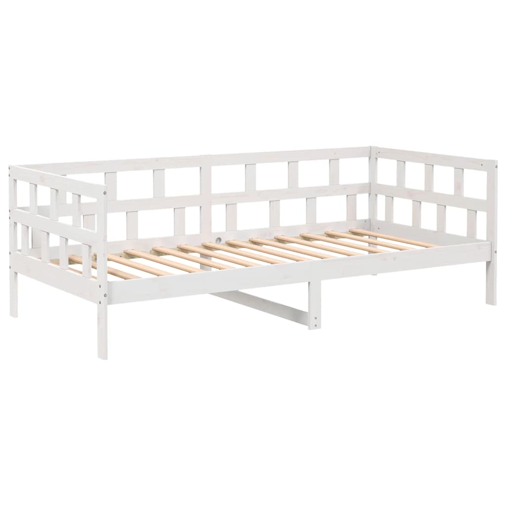 Day Bed without Mattress White Solid Wood Pine 90x200 cm - Bargainia.com - 
