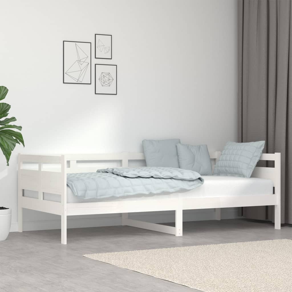 Day Bed without Mattress White Solid Wood Pine 90x200 cm - Bargainia.com - 