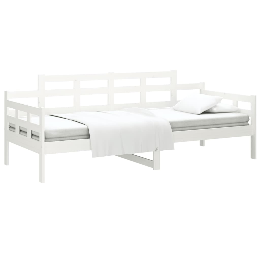 Day Bed without Mattress White Solid Wood Pine 90x200 cm - Bargainia.com - 
