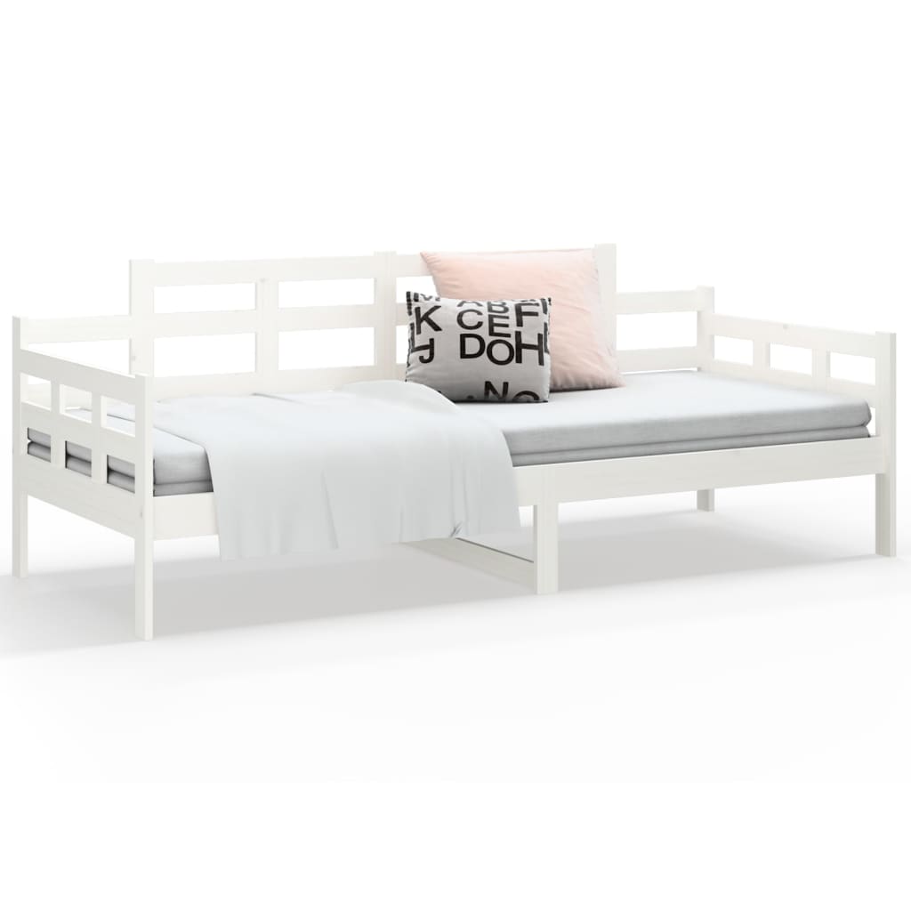 Day Bed without Mattress White Solid Wood Pine 90x200 cm - Bargainia.com - 
