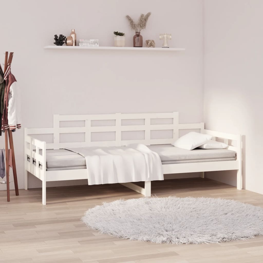 Day Bed without Mattress White Solid Wood Pine 90x200 cm - Bargainia.com - 