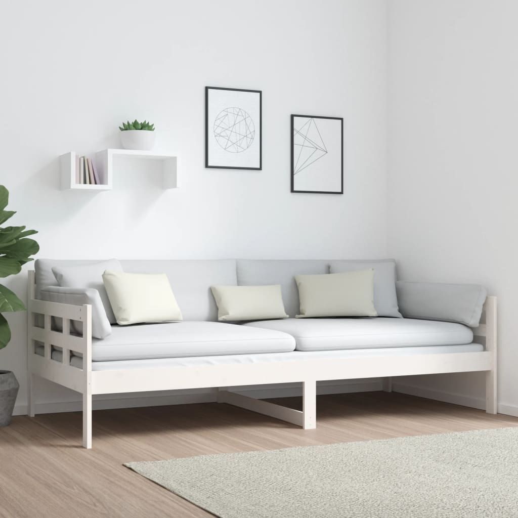 Day Bed without Mattress White Solid Wood Pine 90x200 cm - Bargainia.com - 