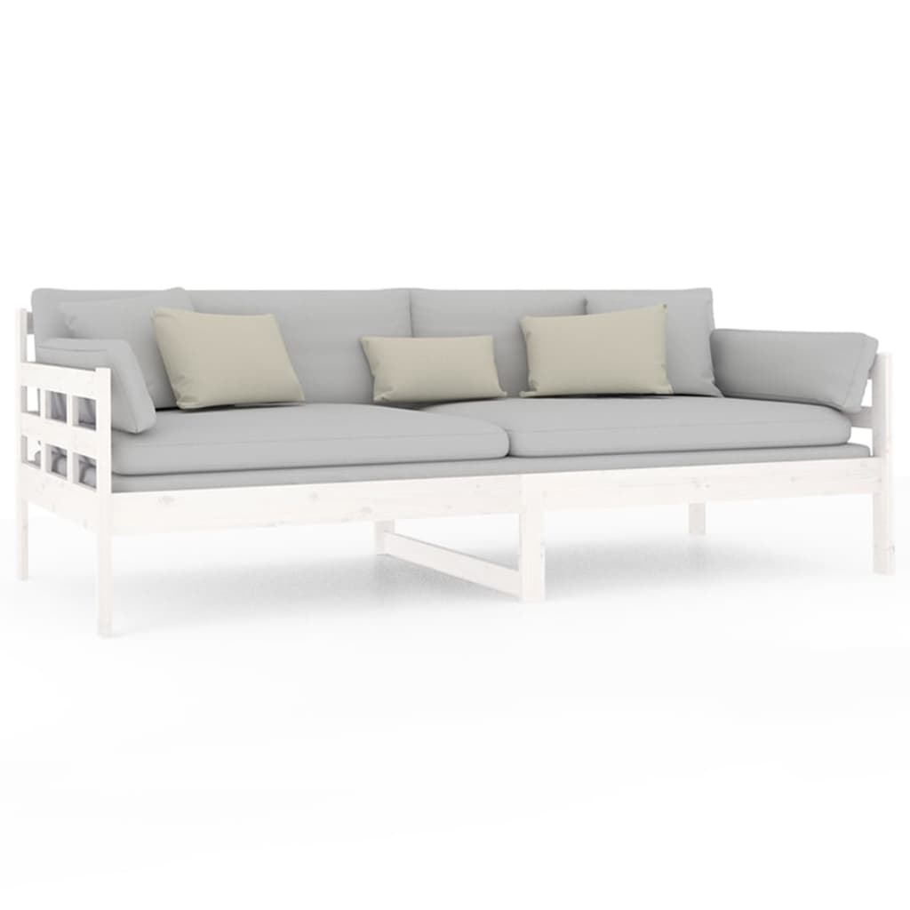 Day Bed without Mattress White Solid Wood Pine 90x200 cm - Bargainia.com - 