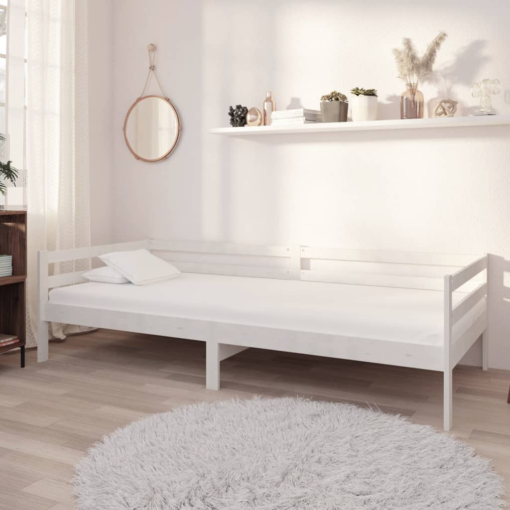 Day Bed without Mattress White Solid Wood Pine 90x200cm - Bargainia.com - 