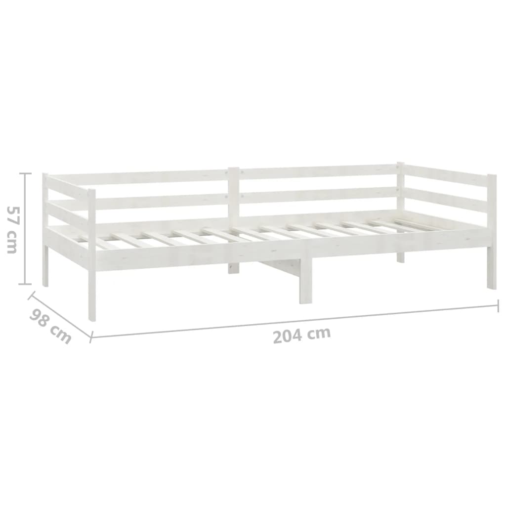 Day Bed without Mattress White Solid Wood Pine 90x200cm - Bargainia.com - 