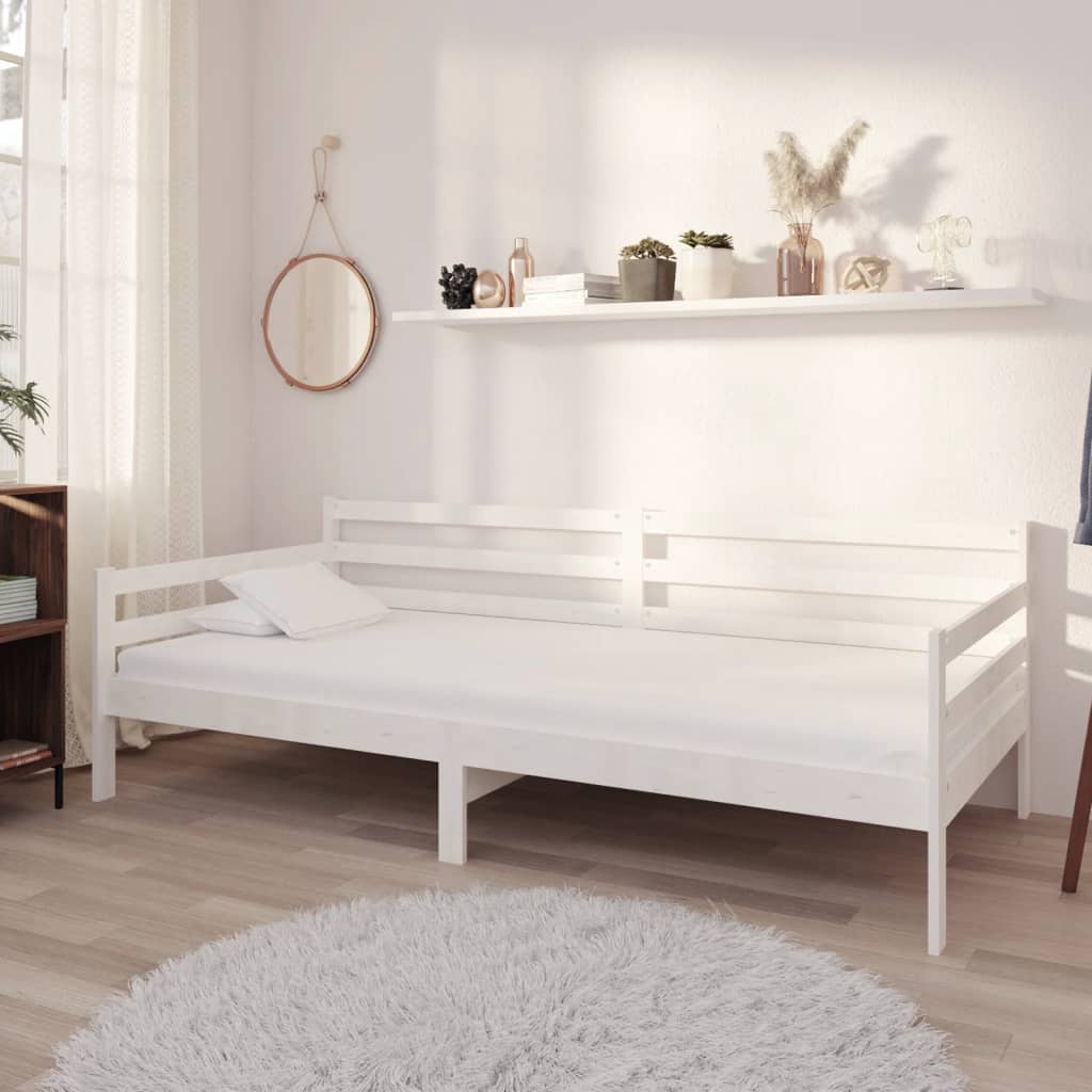 Day Bed without Mattress White Solid Wood Pine 90x200cm - Bargainia.com - 