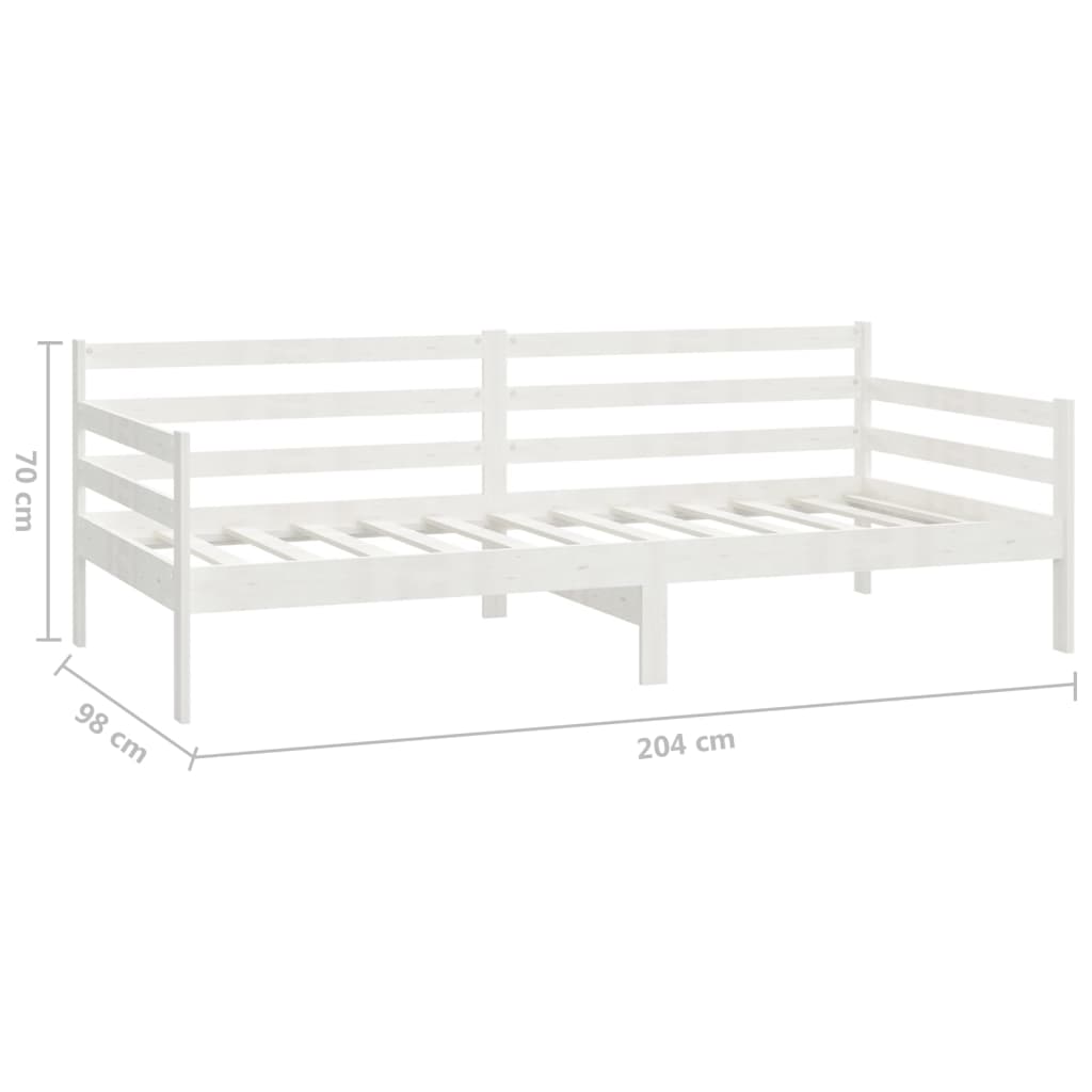 Day Bed without Mattress White Solid Wood Pine 90x200cm - Bargainia.com - 