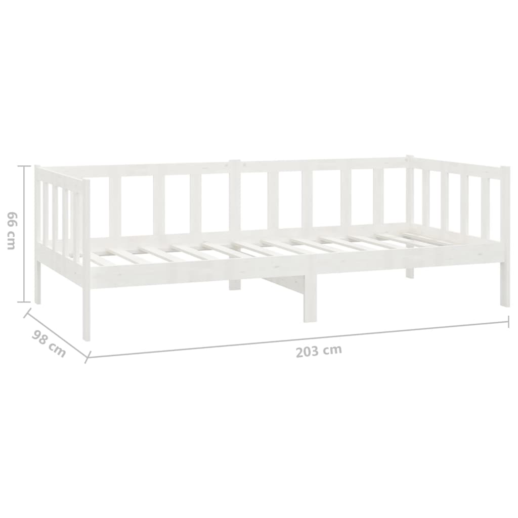 Day Bed without Mattress White Solid Wood Pine 90x200cm - Bargainia.com - 