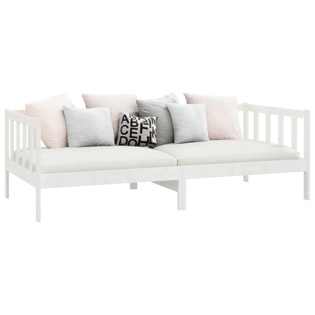 Day Bed without Mattress White Solid Wood Pine 90x200cm - Bargainia.com - 