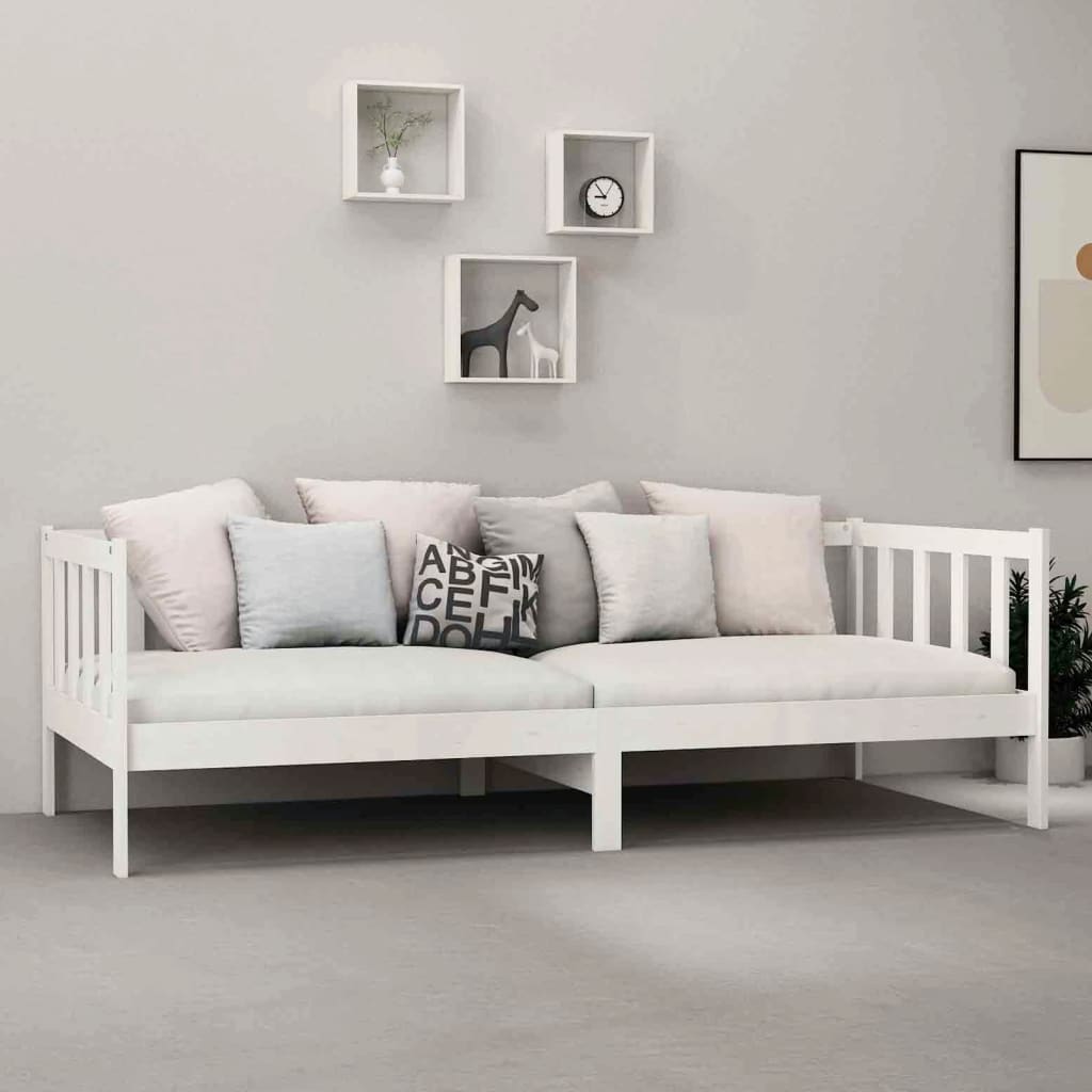 Day Bed without Mattress White Solid Wood Pine 90x200cm - Bargainia.com - 