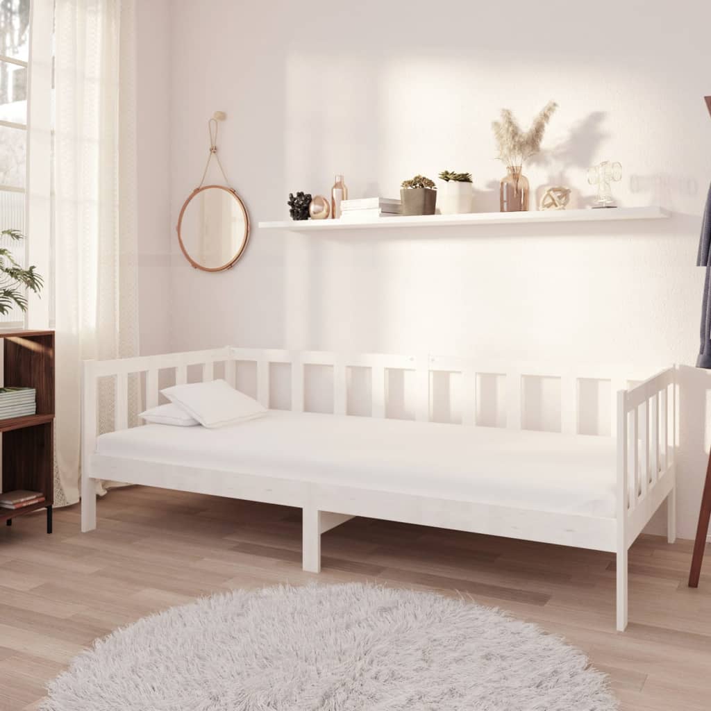 Day Bed without Mattress White Solid Wood Pine 90x200cm - Bargainia.com - 