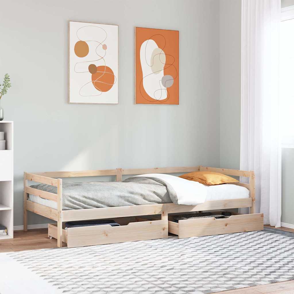 Daybed with Drawers without Mattress 80x200 cm Solid Wood - Bargainia.com - 