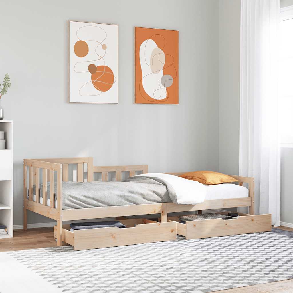 Daybed with Drawers without Mattress 80x200 cm Solid Wood - Bargainia.com - 
