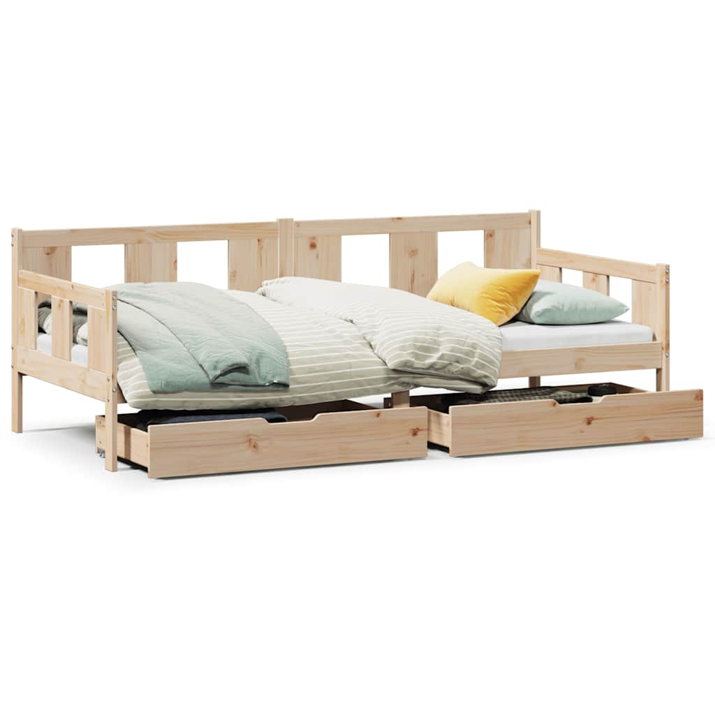 Daybed with Drawers without Mattress 80x200 cm Solid Wood - Bargainia.com - 