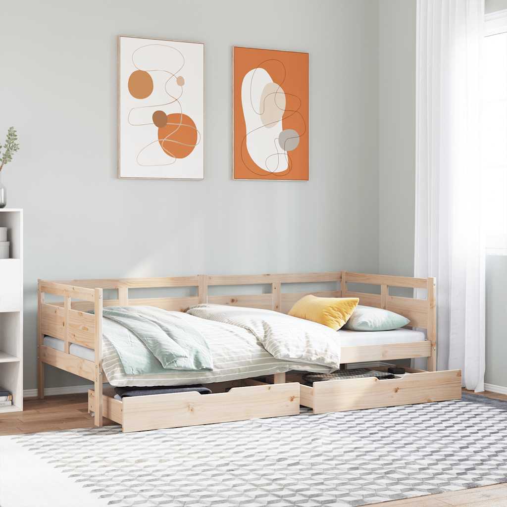 Daybed with Drawers without Mattress 80x200 cm Solid Wood - Bargainia.com - 