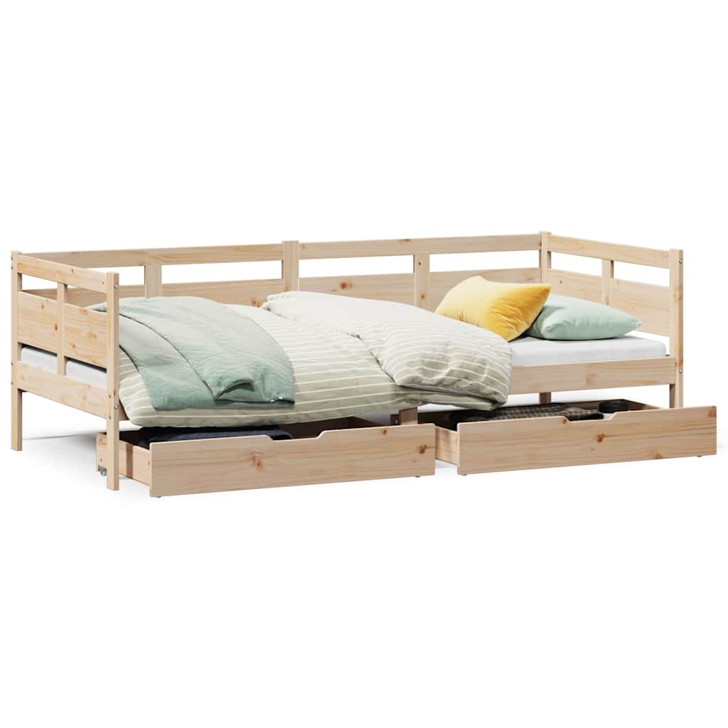 Daybed with Drawers without Mattress 80x200 cm Solid Wood - Bargainia.com - 
