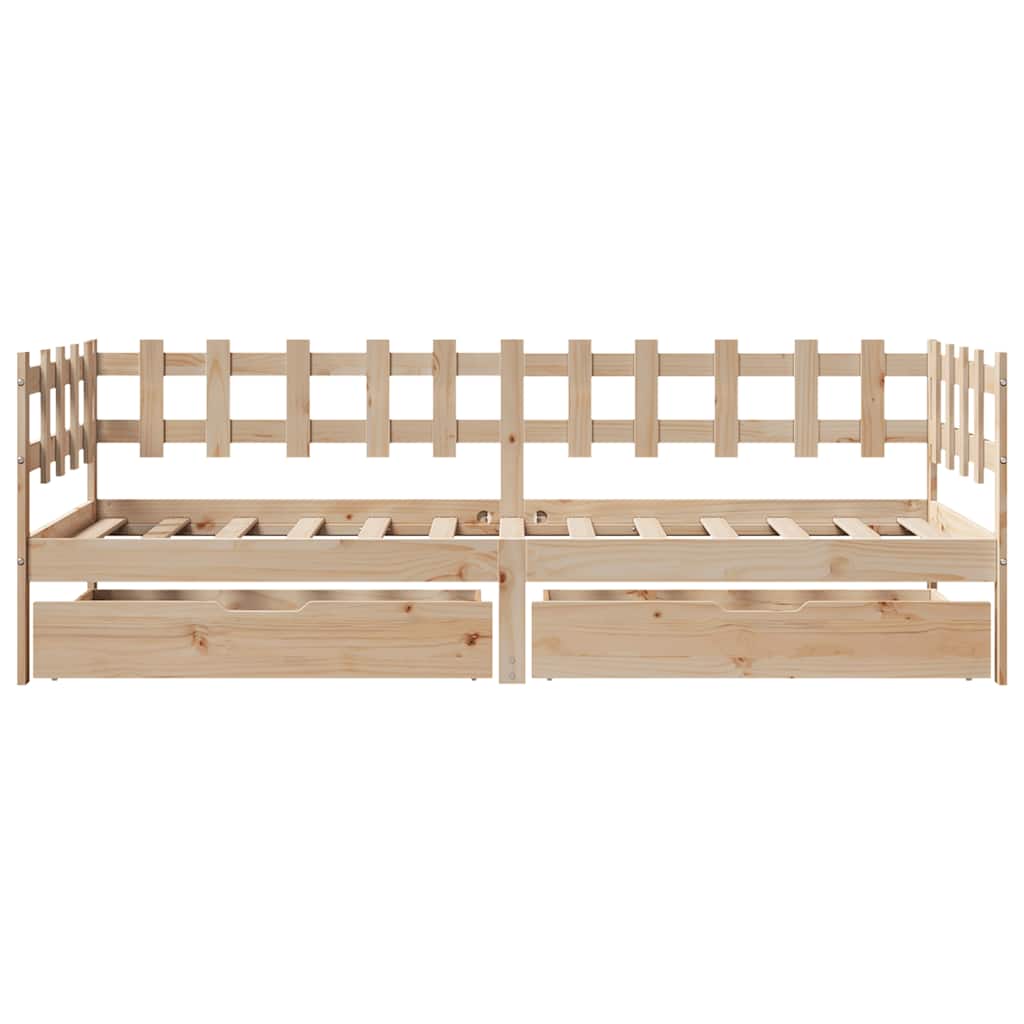 Daybed with Drawers without Mattress 80x200 cm Solid Wood - Bargainia.com - 