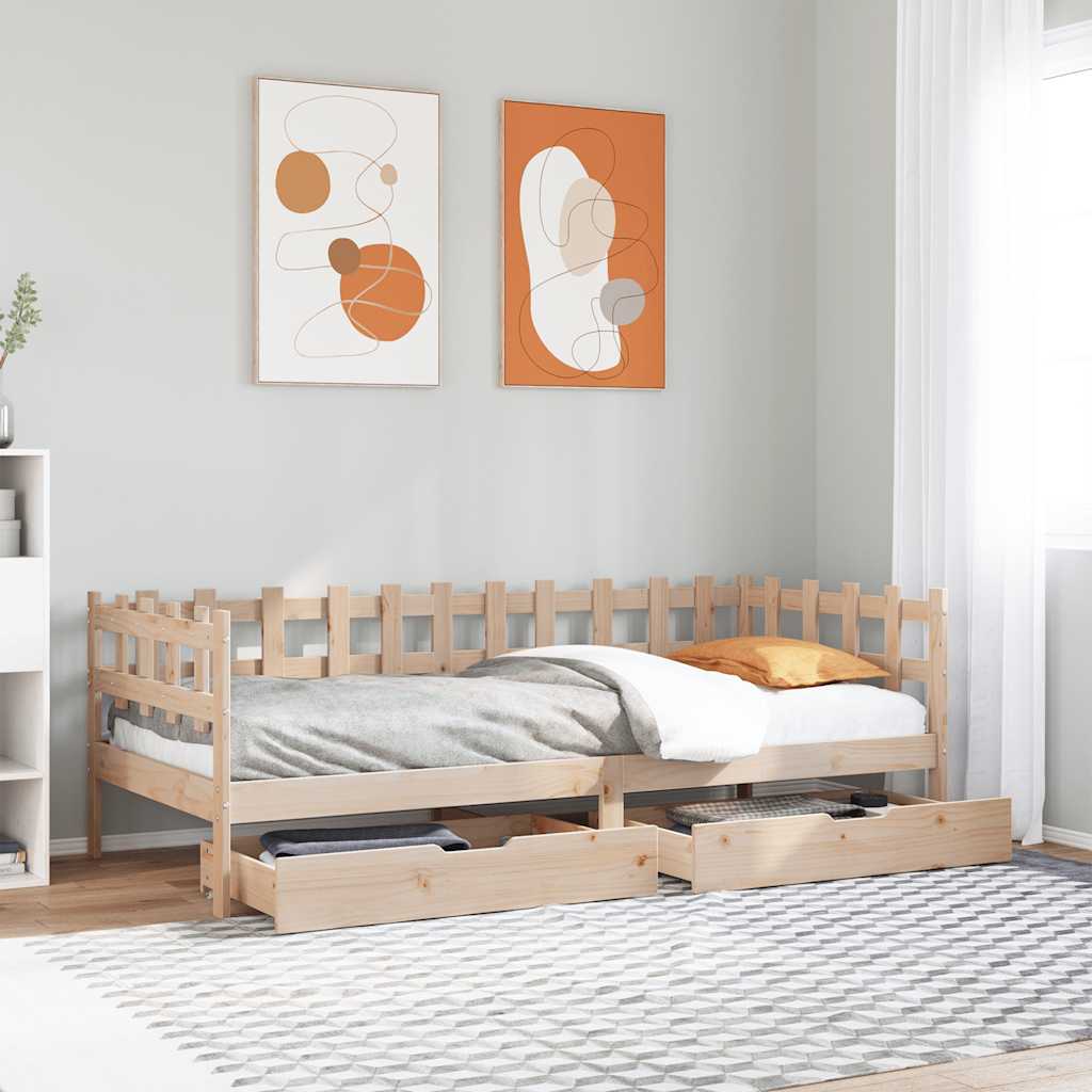 Daybed with Drawers without Mattress 80x200 cm Solid Wood - Bargainia.com - 
