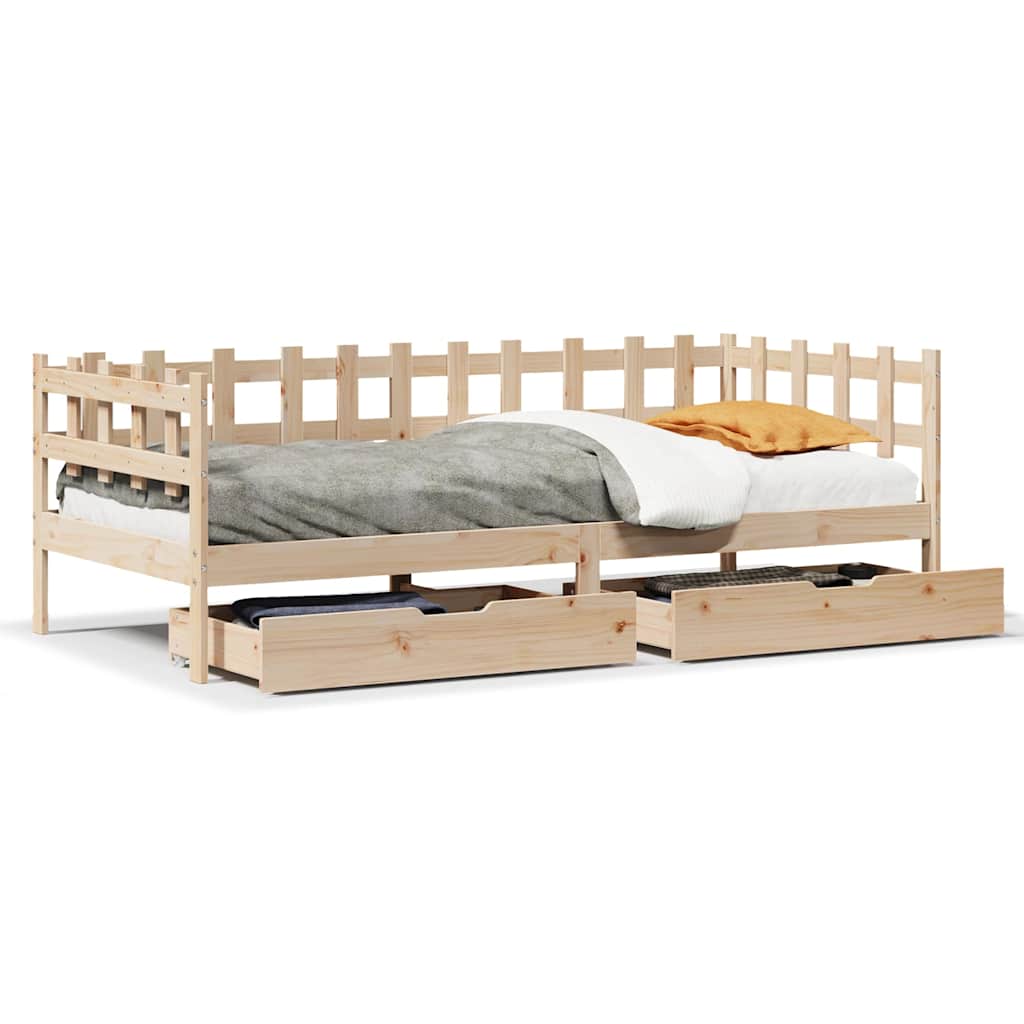 Daybed with Drawers without Mattress 80x200 cm Solid Wood - Bargainia.com - 