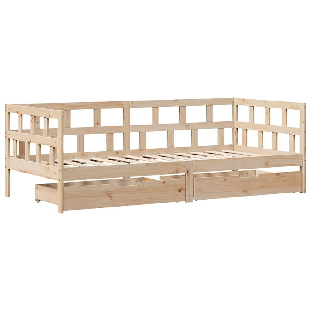Daybed with Drawers without Mattress 90x190 cm Single Solid Wood - Bargainia.com - 