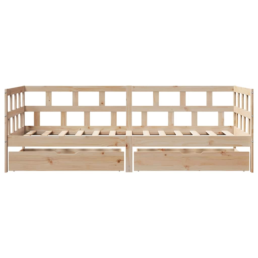 Daybed with Drawers without Mattress 90x190 cm Single Solid Wood - Bargainia.com - 