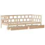 Daybed with Drawers without Mattress 90x190 cm Single Solid Wood - Bargainia.com - 