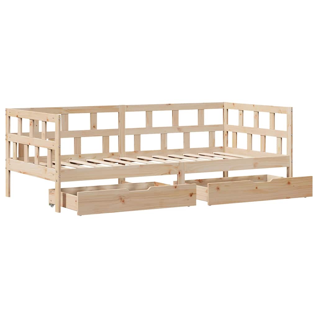 Daybed with Drawers without Mattress 90x190 cm Single Solid Wood - Bargainia.com - 