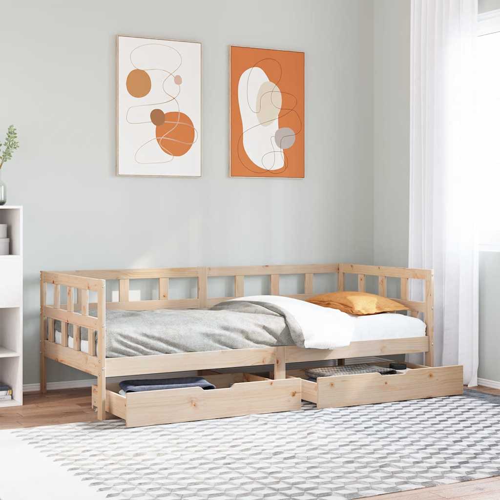 Daybed with Drawers without Mattress 90x190 cm Single Solid Wood - Bargainia.com - 
