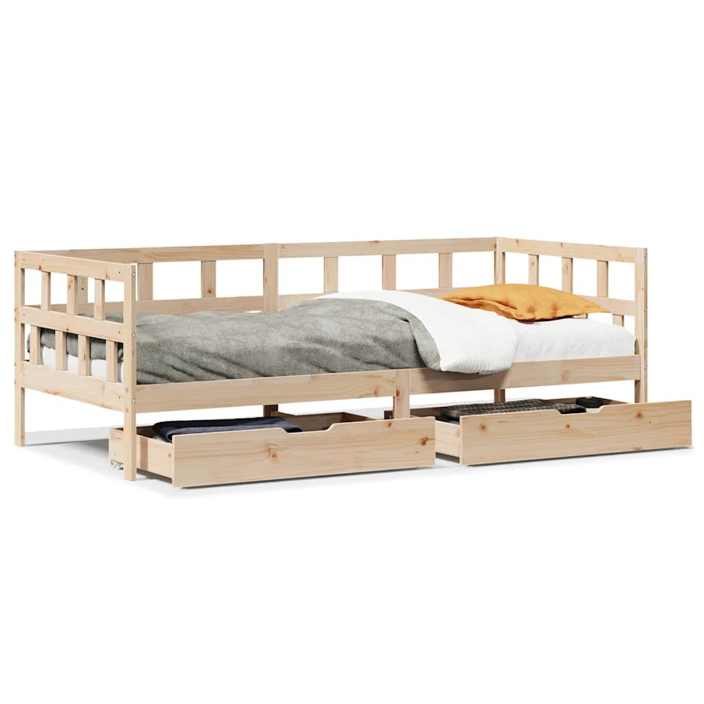 Daybed with Drawers without Mattress 90x190 cm Single Solid Wood - Bargainia.com - 