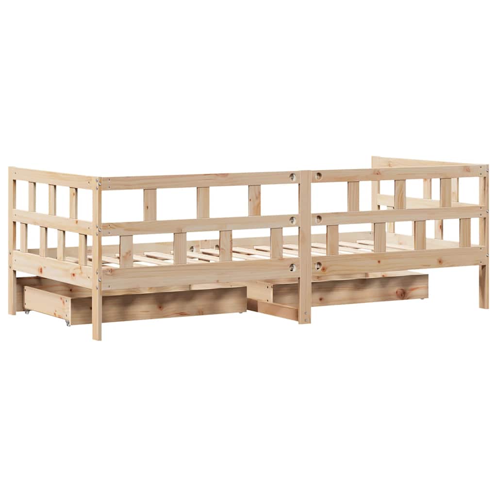 Daybed with Drawers without Mattress 90x190 cm Single Solid Wood - Bargainia.com - 
