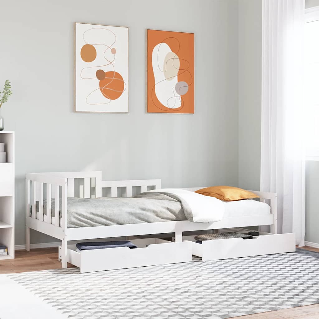 Daybed with Drawers without Mattress 90x190 cm Single Solid Wood - Bargainia.com - 