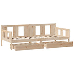 Daybed with Drawers without Mattress 90x190 cm Single Solid Wood - Bargainia.com - 