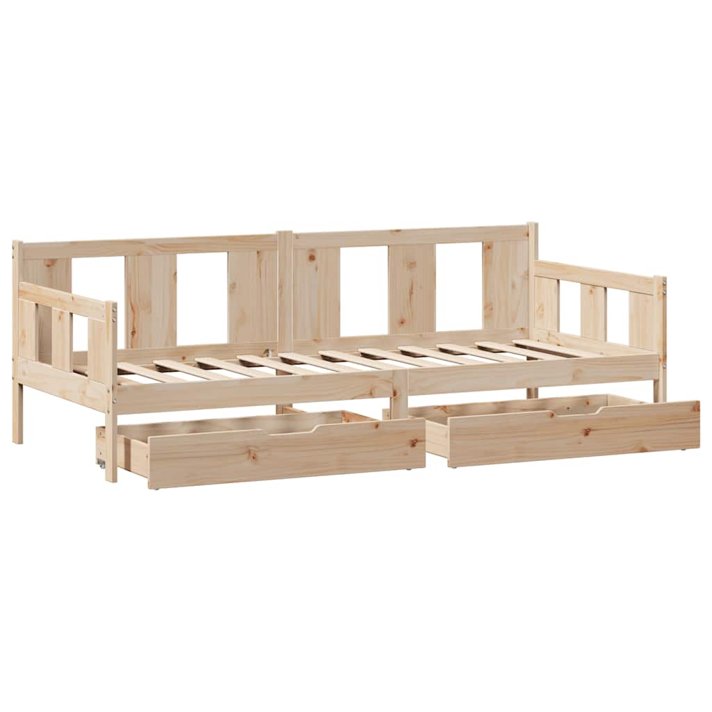 Daybed with Drawers without Mattress 90x190 cm Single Solid Wood - Bargainia.com - 